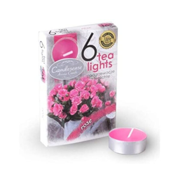 Candlesense Rose Scented Tealights - Set of 6